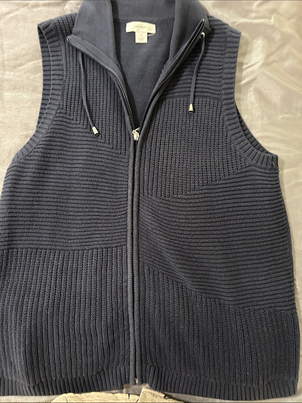 Christopher & Banks Navy Zip-Up Knit Vest
